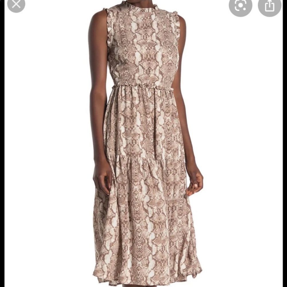 Everleigh Tier Snake Prints Midi Dress Size Large